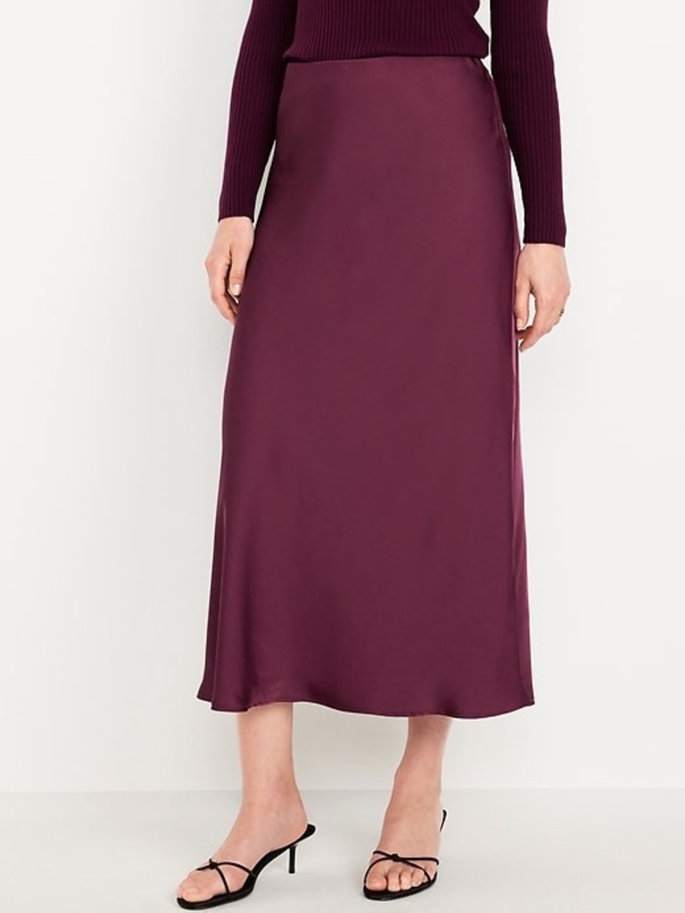 Old Navy Satin Midi Slip Skirt - Deep Burgundy